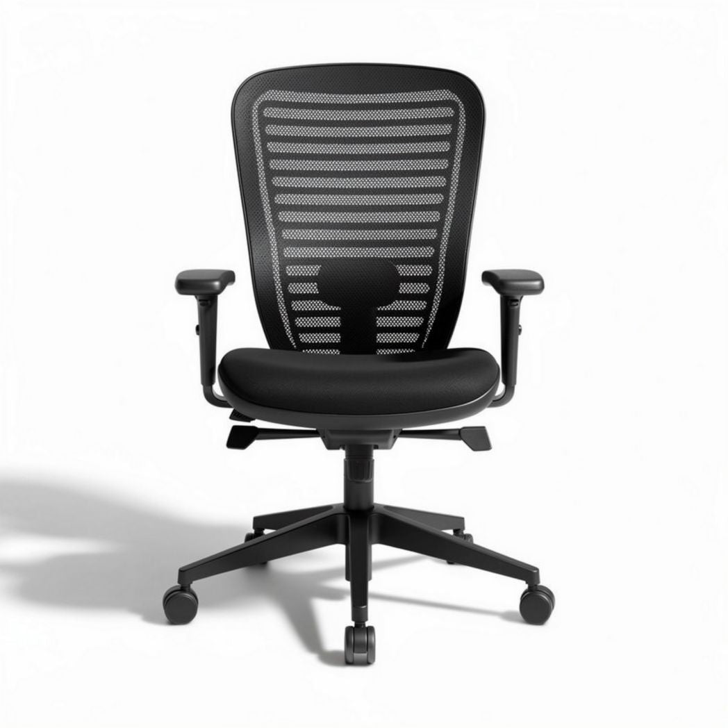 Chaise de bureau ergonomique en maille noire avec accoudoirs réglables 60 x 60 x 100cm