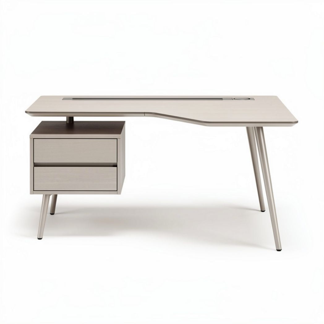 Bureau moderne en bois clair avec tiroirs 150 x 70 x 75cm