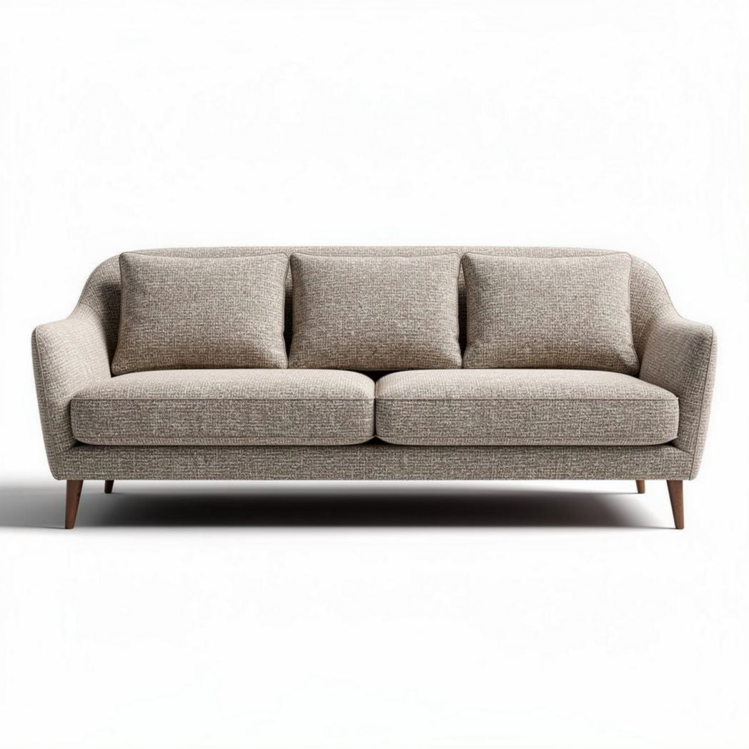 Canapé en tissu beige avec coussins amovibles dimensions 200 x 85 x 90cm