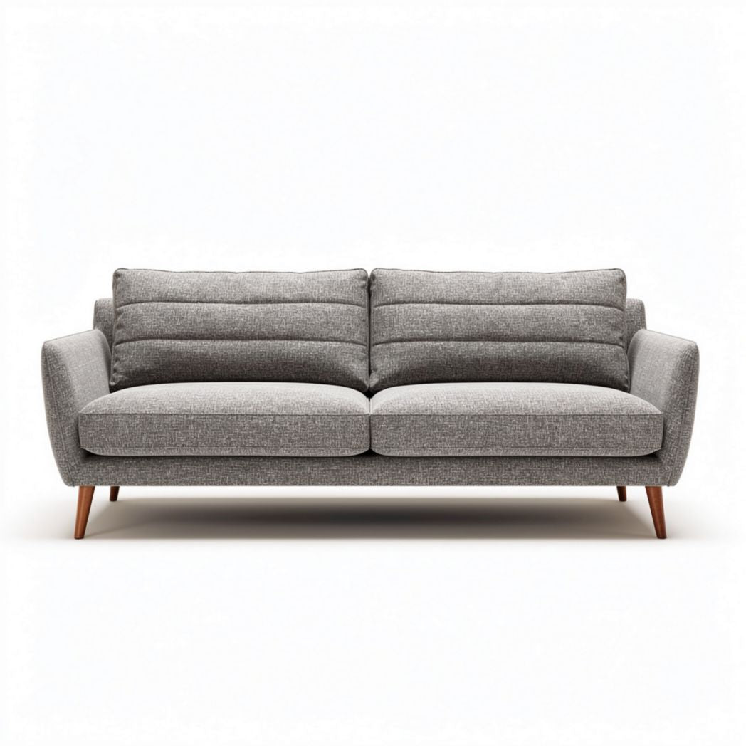 Canapé en tissu gris avec pieds en bois dimensions 200 x 90 x 85cm