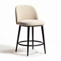 Tabouret de bar en tissu beige avec structure en métal noir hauteur 100 cm