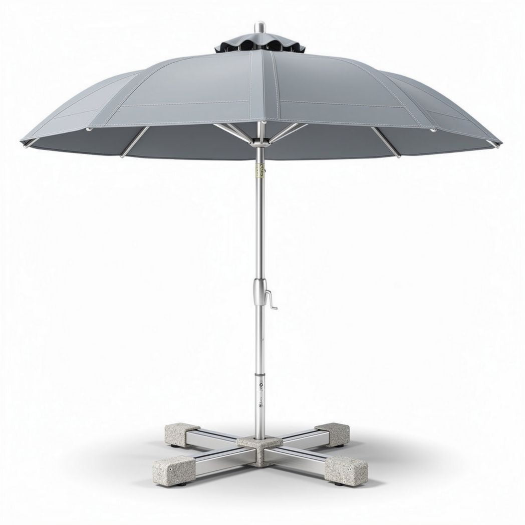 Parasol en acier avec toile grise pour extérieur 200 x 200 x 250cm