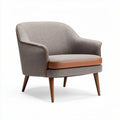 Fauteuil en tissu gris avec accoudoirs en simili cuir marron dimensions 80 x 80 x 85cm