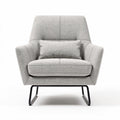 Fauteuil en tissu gris avec coussin intégré et structure en métal 80 x 80 x 90cm