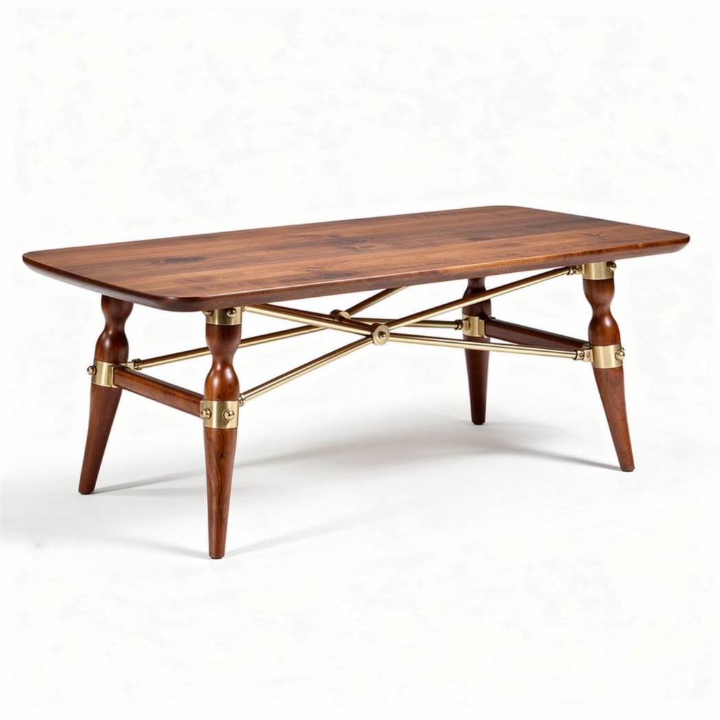Table basse en bois avec structure en métal doré dimensions 120 x 60 x 40cm